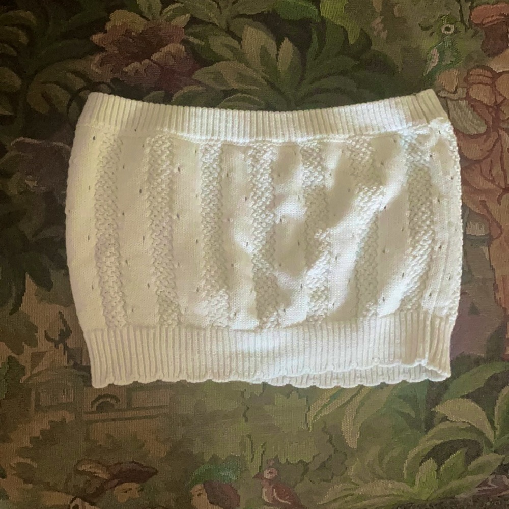 White bandeau crop top